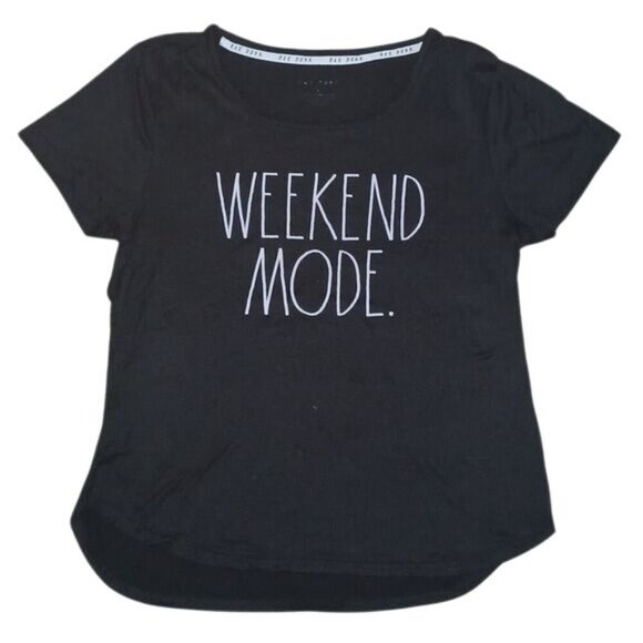 Rae Dunn Weekend Mode Black T-shirt - Picture 3 of 6